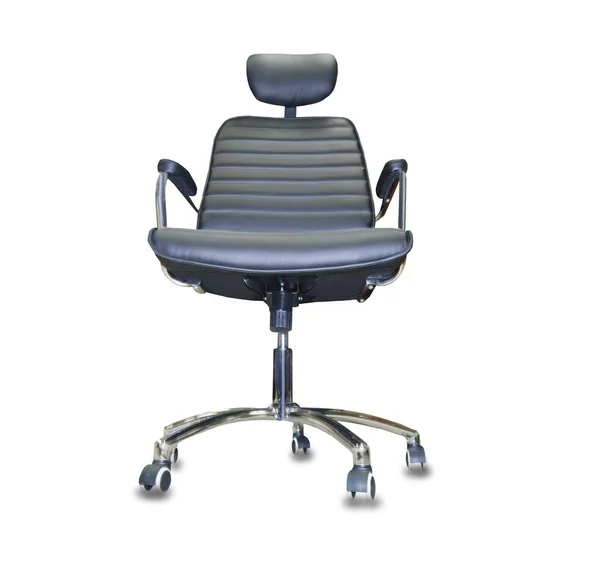 Kancelářská Židle Černé Kůže Izolované — Stock fotografie