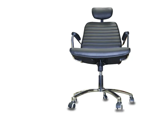 Krzesło Biurowe Czarnej Skóry Izolacja — Zdjęcie stockowe