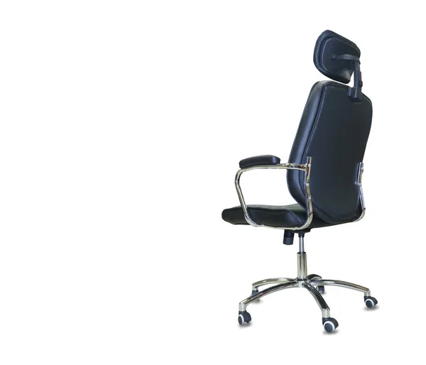 Back View Modern Office Chair Black Leather Isolated — Stock Photo, Image