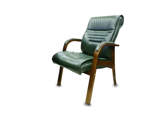 Офісне крісло з зеленої шкіри. Ізольовані — стокове фото