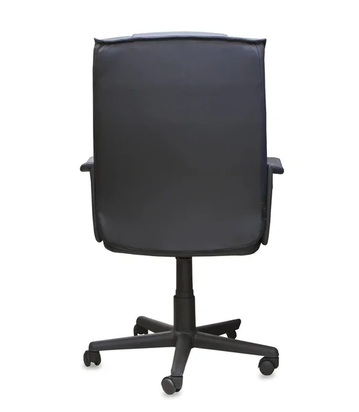 Back view of modern office chair from black leather. Isolated — Stock Photo, Image