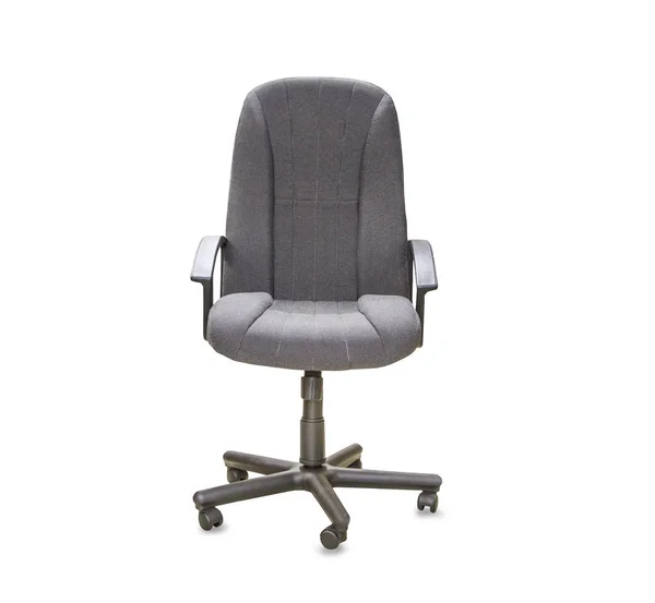 Modern irodai szék szürke ruhát felett fehér — Stock Fotó
