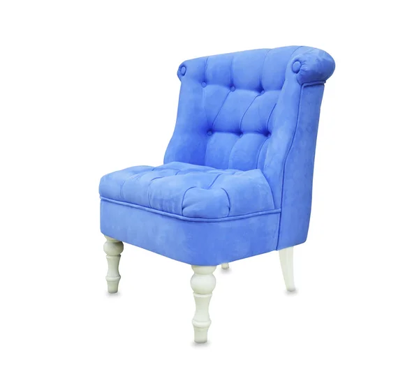 Vintage měkký židle od modré semišové izolované na bílém — Stock fotografie
