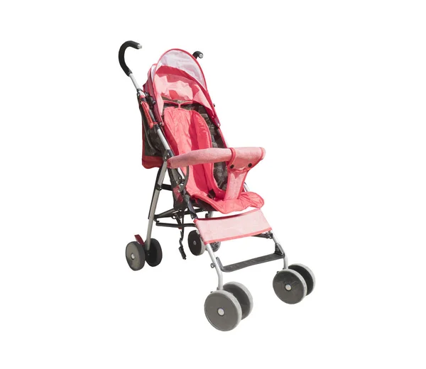 Red new baby pram isolated over white — Stock Photo, Image