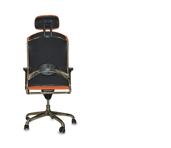 Zobacz nowoczesne krzesło z powrotem z pomarańczowym tkaniny. Na białym tle — Zdjęcie stockowe