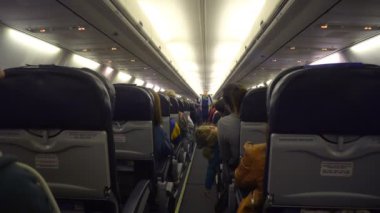 Moscow, Rusya Federasyonu 19 Şubat 2017: iç uçağın yolcu koltuk.