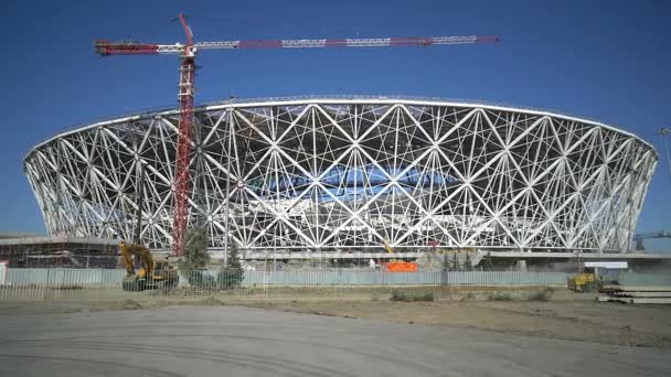 Volgograd Russia September 2017 Construction Framework New Stadium City Volgograd — Stock Video