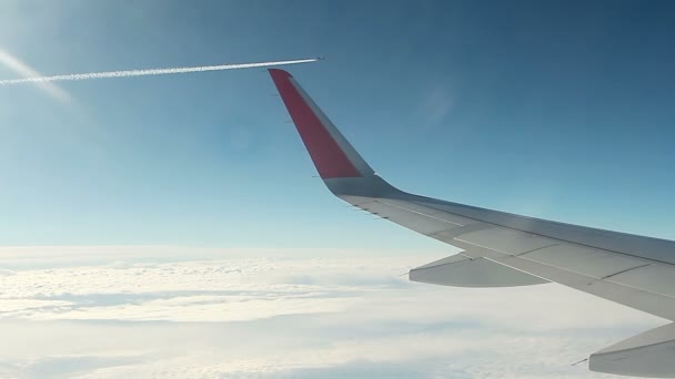 Vista Ala Del Avión Desde Ventana — Vídeos de Stock