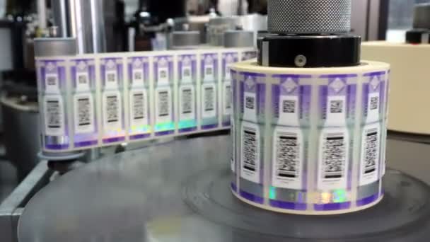 Machine Applying Excise Stamps Wine Products Distillery — Stock Video