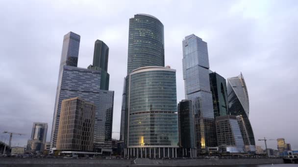 Ciudad Moscú Rascacielos Futuristas Moscow International Business Center — Vídeo de stock