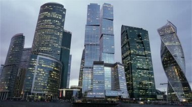Moscow City - futuristik gökdelen Moskova Uluslararası İş Merkezi.