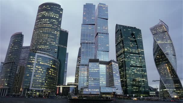 Ciudad Moscú Rascacielos Futuristas Moscow International Business Center — Vídeos de Stock