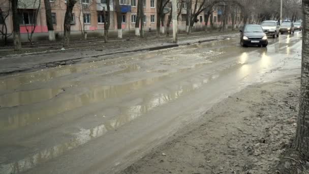 Volgograd Ruská Federace Února 2017 Špatná Silnice Městě — Stock video