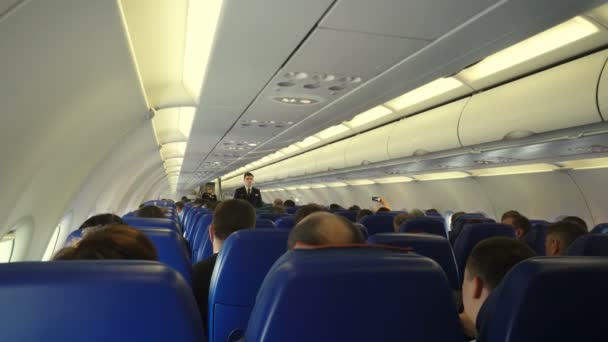 Moscú Federación Rusa Marzo 2017 Interior Del Avión Con Pasajeros — Vídeos de Stock