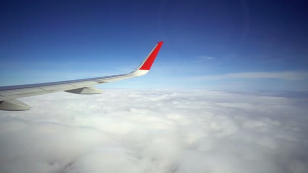 Blick Vom Fenster Auf Die Tragfläche Des Flugzeugs — Stockvideo