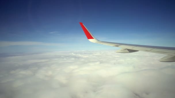 Blick Vom Fenster Auf Die Tragfläche Des Flugzeugs — Stockvideo