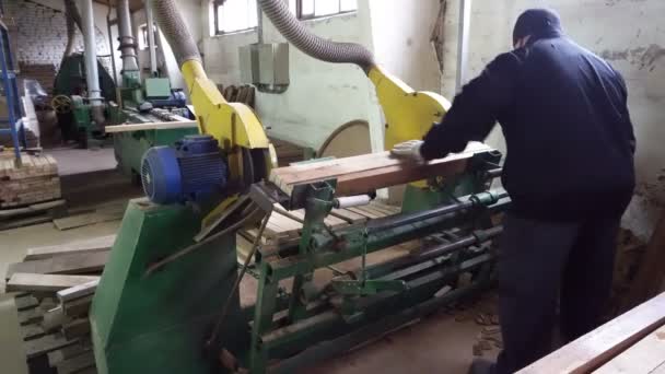 Sennoy Russian Federation February 2018 Grinding Wooden Panel Modern Woodworking — 图库视频影像