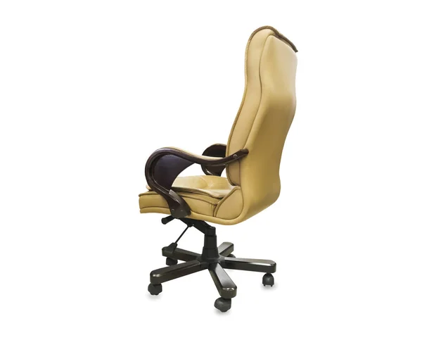 Bakifrån av modern kontorsstol från beige läder — Stockfoto