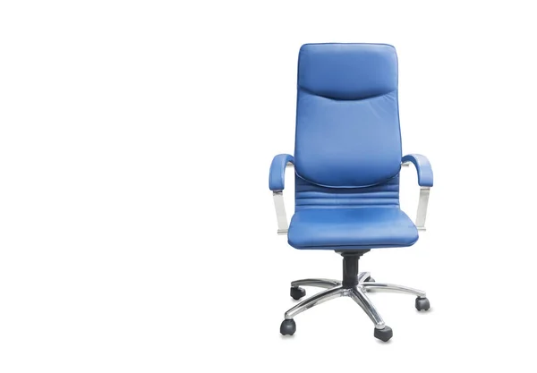 The office chair from blue leather. Isolated over white — Stock Photo, Image