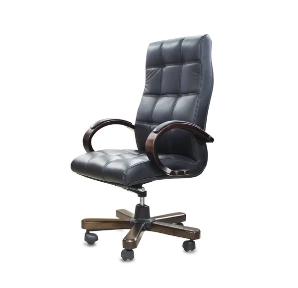 The office chair from black leather. Isolated over white — Stock Photo, Image