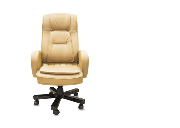 The office chair from beige leather. Isolated over white — Stock Photo, Image