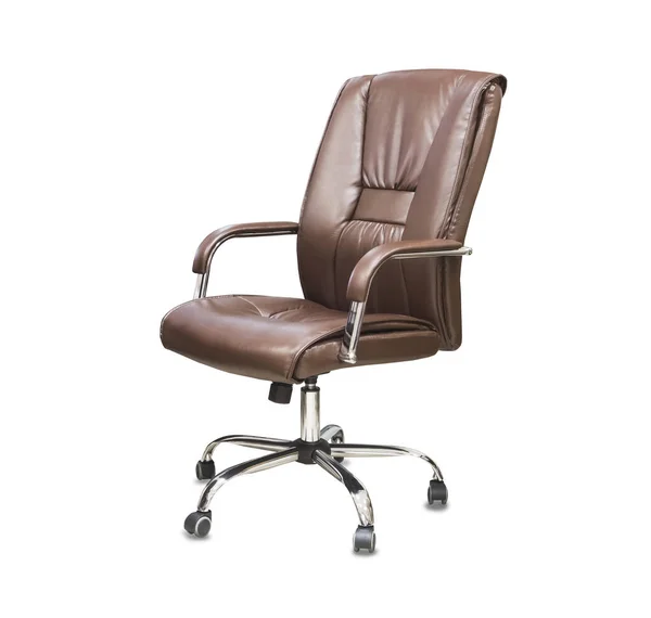 The office chair from brown leather. Isolated over white — Stock Photo, Image