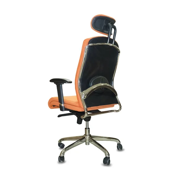 The back view of office chair from orange cloth. Isolated — Stock Photo, Image