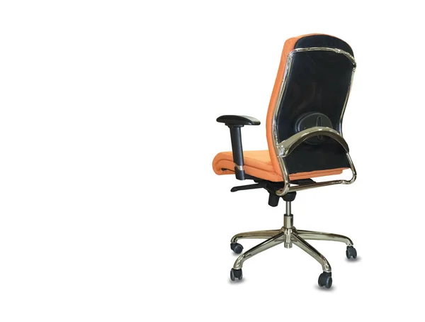 A visão traseira da cadeira de escritório de pano laranja. Isolados — Fotografia de Stock