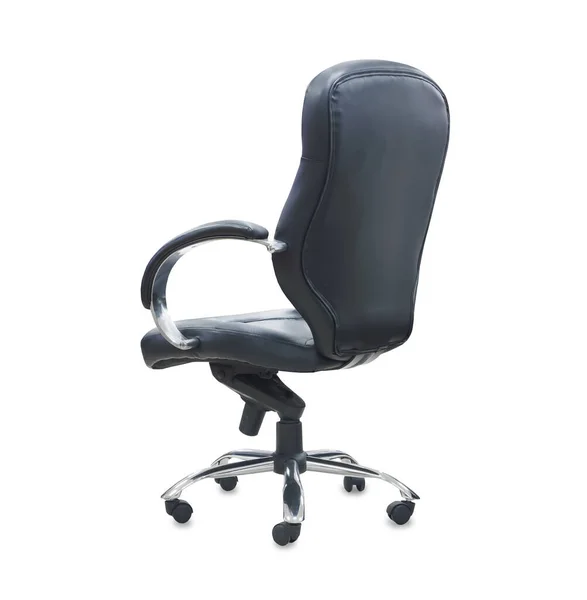 A visão traseira da cadeira de escritório de couro preto. Isolados — Fotografia de Stock