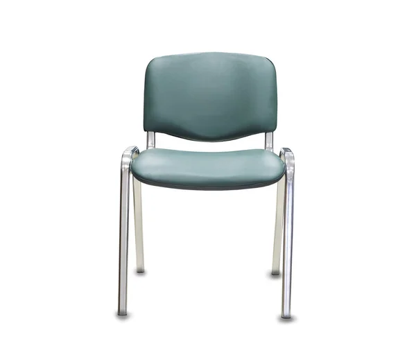 Krzesło biurowe z zielonej skóry. Izolowany na biało — Zdjęcie stockowe