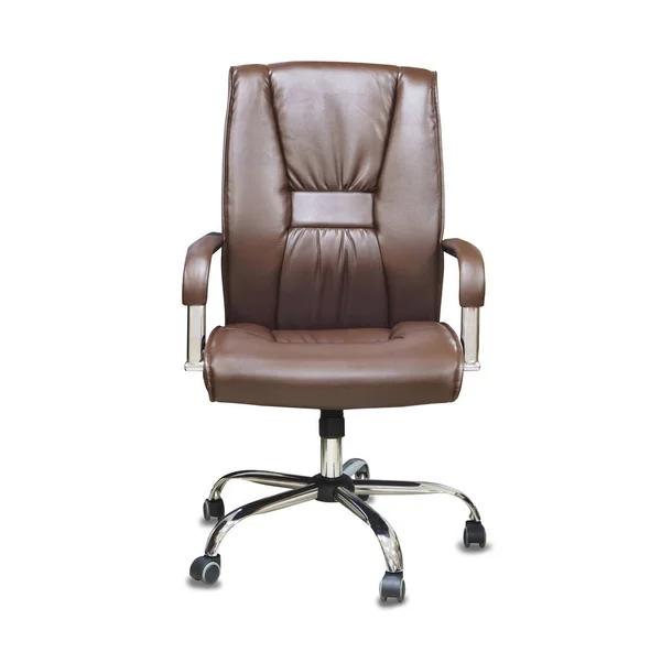 A cadeira de escritório de couro marrom. Isolado sobre branco — Fotografia de Stock