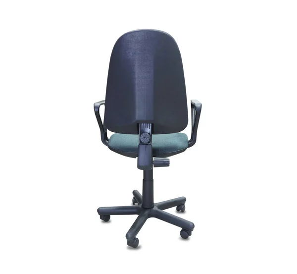 A visão traseira da cadeira de escritório de pano verde. Isolados — Fotografia de Stock