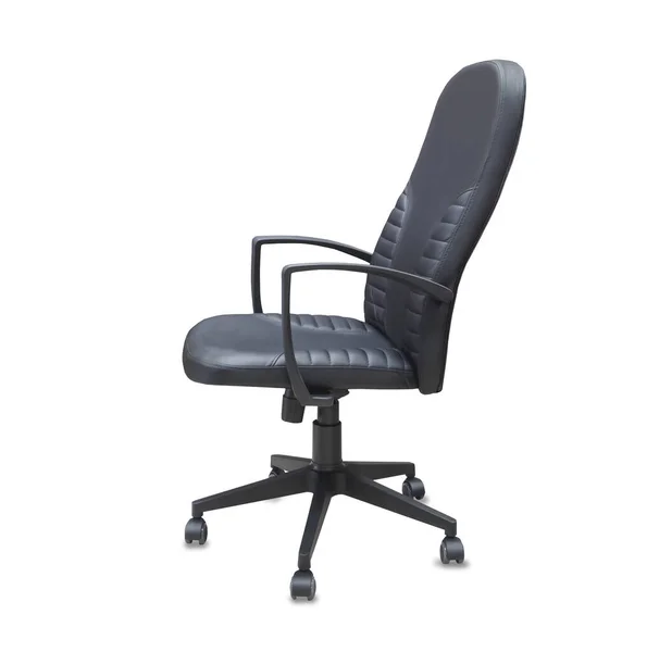 The profile view of office chair from black leather. Isolated — Stock Photo, Image