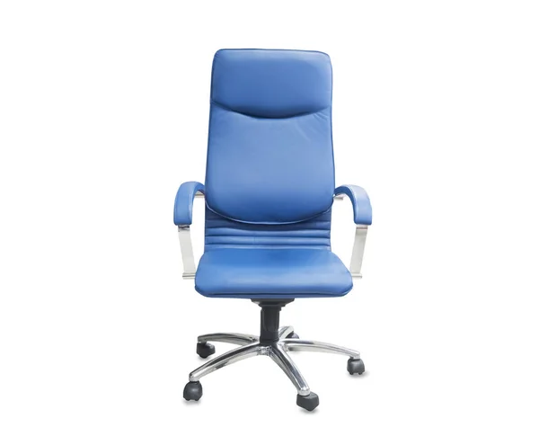 The office chair from blue leather. Isolated over white Royalty Free Stock Photos