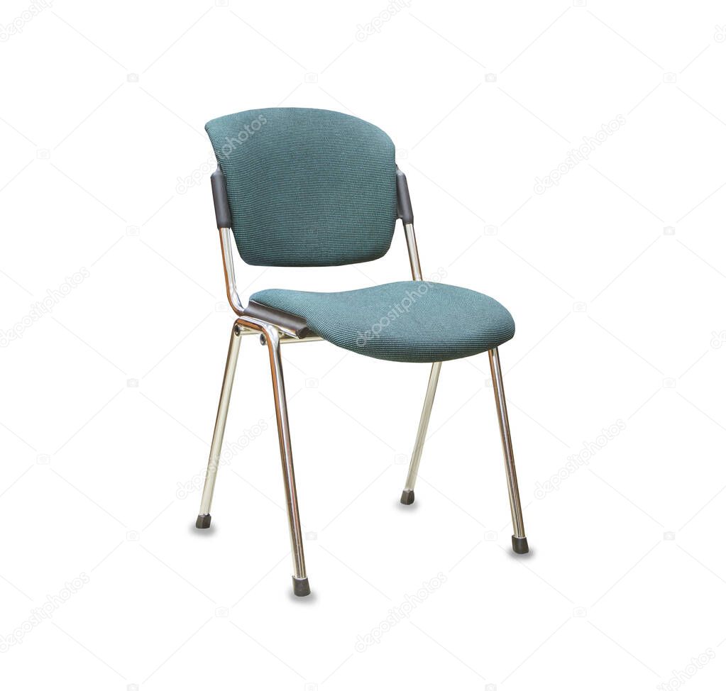 The office chair from green cloth. Isolated