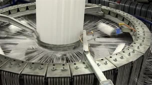 Industria Textil Bobinas Hilo Máquina Hilar Una Fábrica — Vídeo de stock