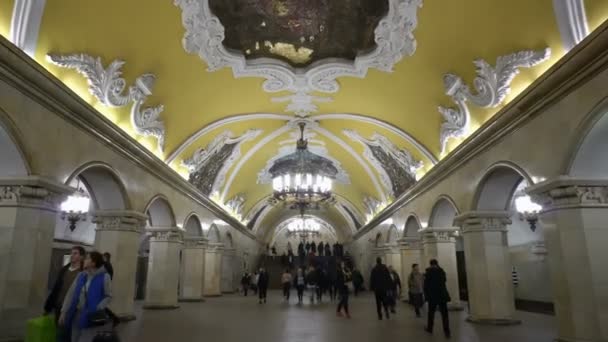 Moscow Russian Federation March 2017 Hall Komsomolskaya Subway Circle Line — Stock Video