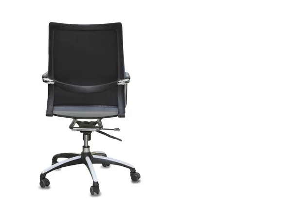 Zadní pohled na kancelářskou židli z šedého textilu. Izolované — Stock fotografie