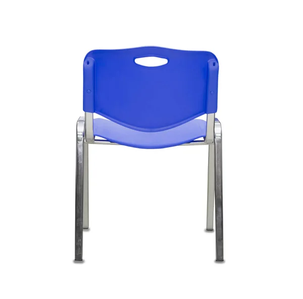 Visão traseira da cadeira de escritório moderna de plástico azul isolado sobre — Fotografia de Stock