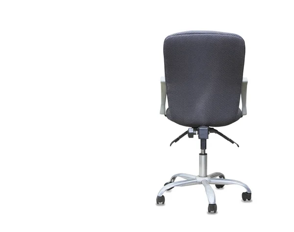 The back view of office chair from grey textile isolated over wh — Stock Photo, Image