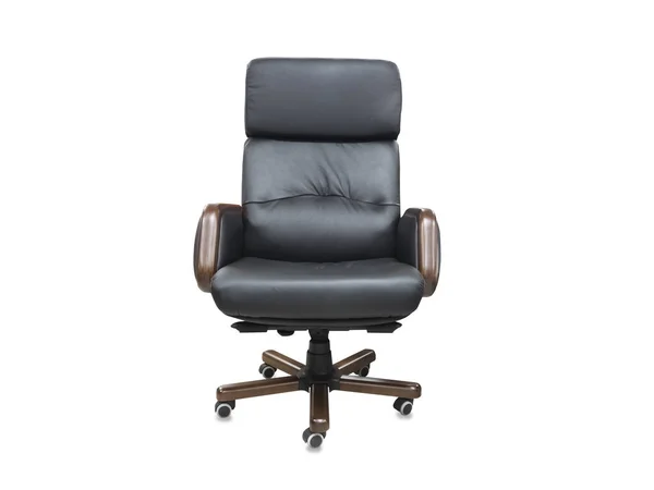 The office chair from black leather. Isolated over white Royalty Free Stock Images