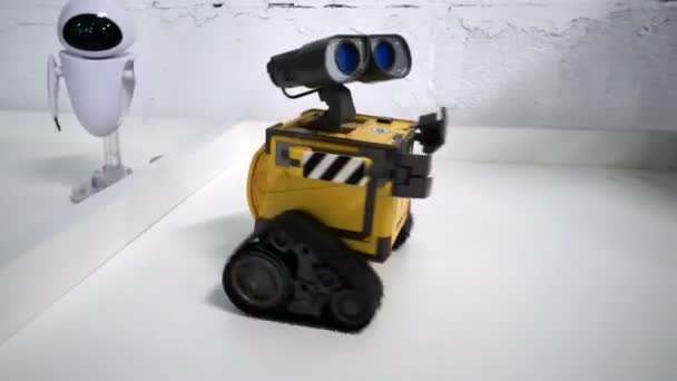 Volgograd Ryssland April 2017 Modell Robot Walle Utställningen Artificiell Intelligens — Stockvideo