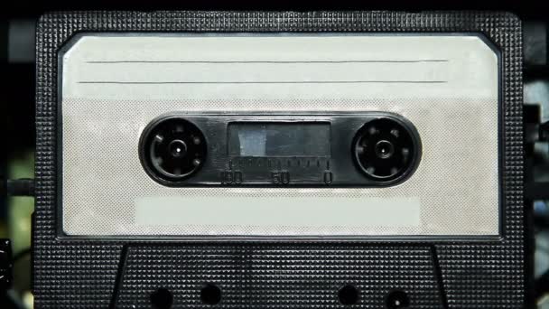 Vintage Audio Kazetu Prázdný Bílý Štítek — Stock video