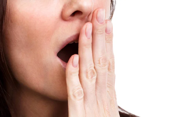 Yawning woman closeup — Stock Photo, Image