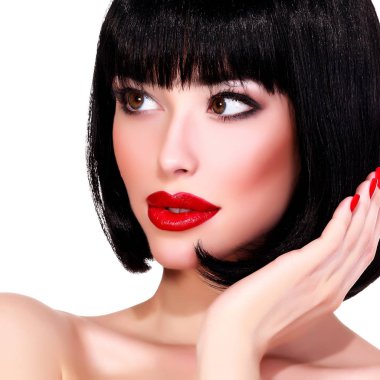 Güzel kadın, beyaz arka plan üzerinde izole portresi