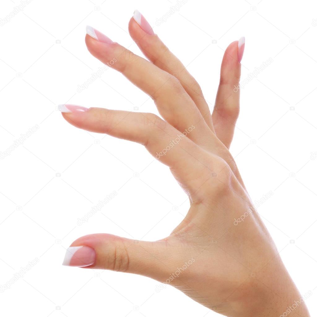 Female hand isolated on white background