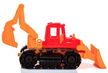 Beyaz arka plan üzerinde izole oyuncak buldozer