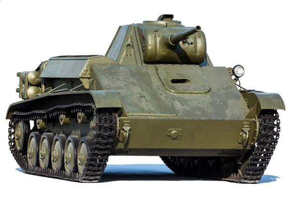 Antigo tanque soviético T-70, isolado sobre fundo branco — Fotografia de Stock