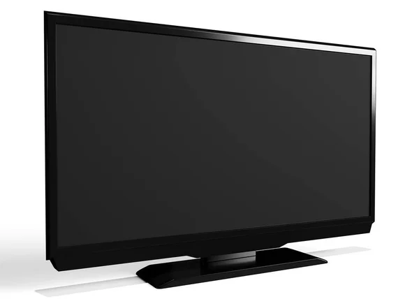 Vista de close-up de abstrato preto levou tv no fundo branco — Fotografia de Stock