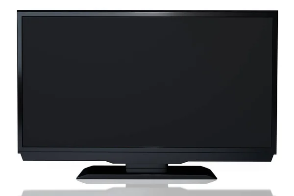 Крупним планом вид абстрактного чорного світлодіодного телевізора на білому тлі — стокове фото